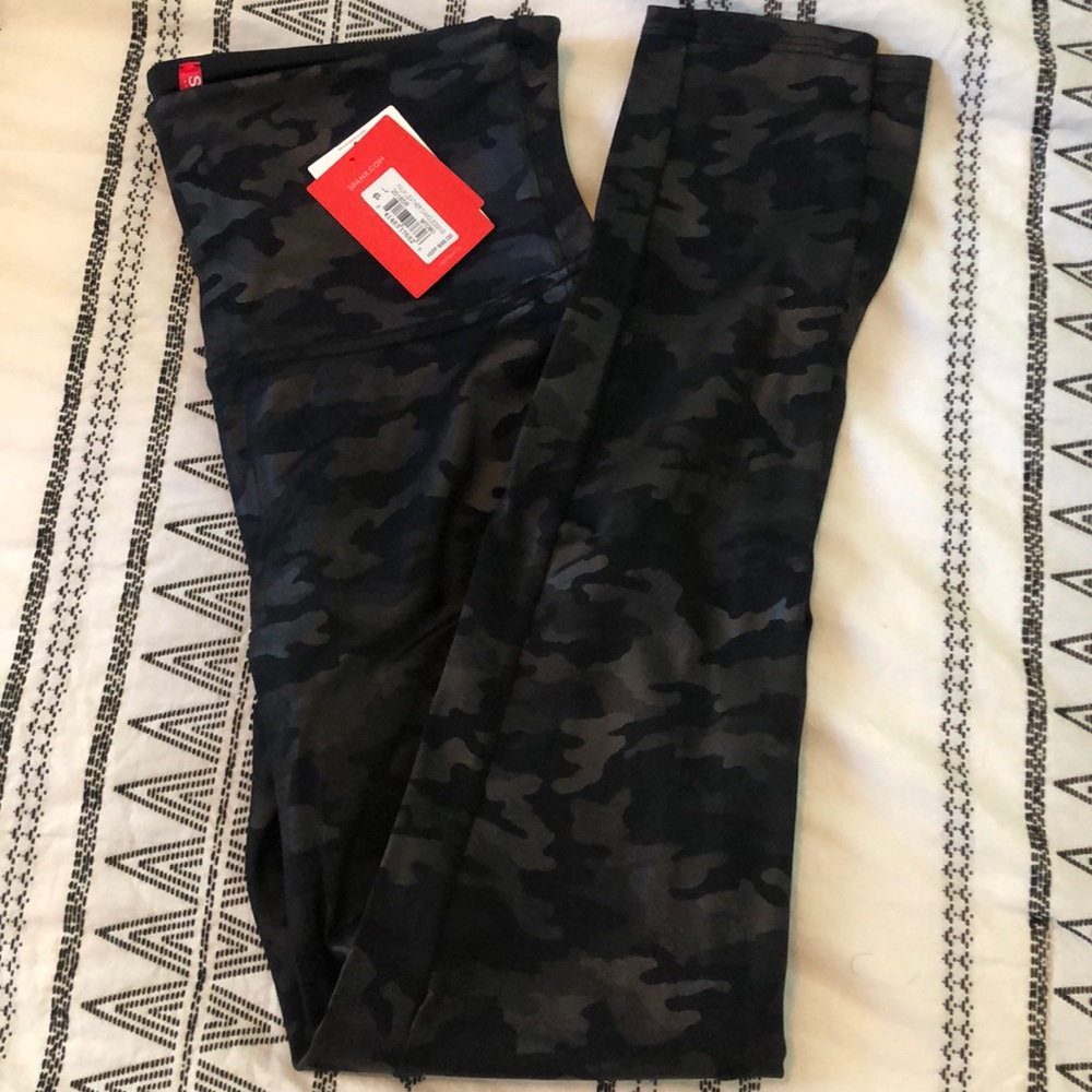 NWT Spanx faux leather camo leggings